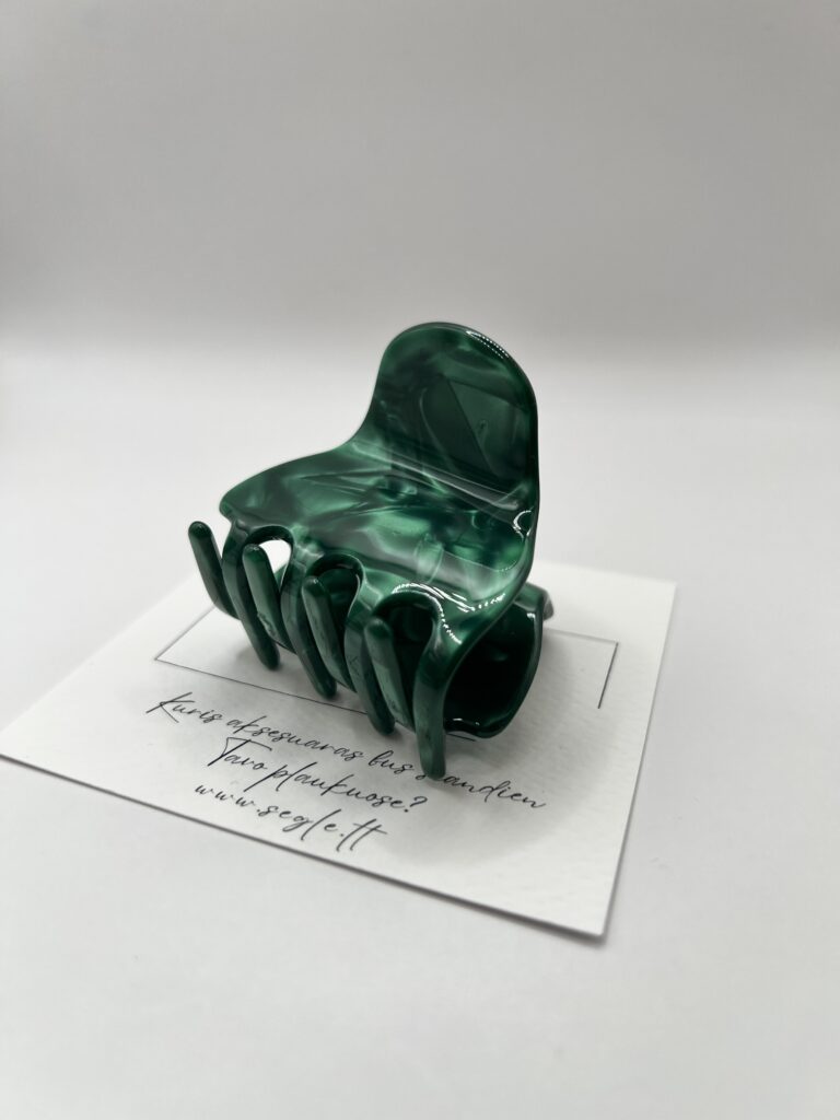 Sodrios žalios spalvos plaukų segtukas žnyplės - Image 3