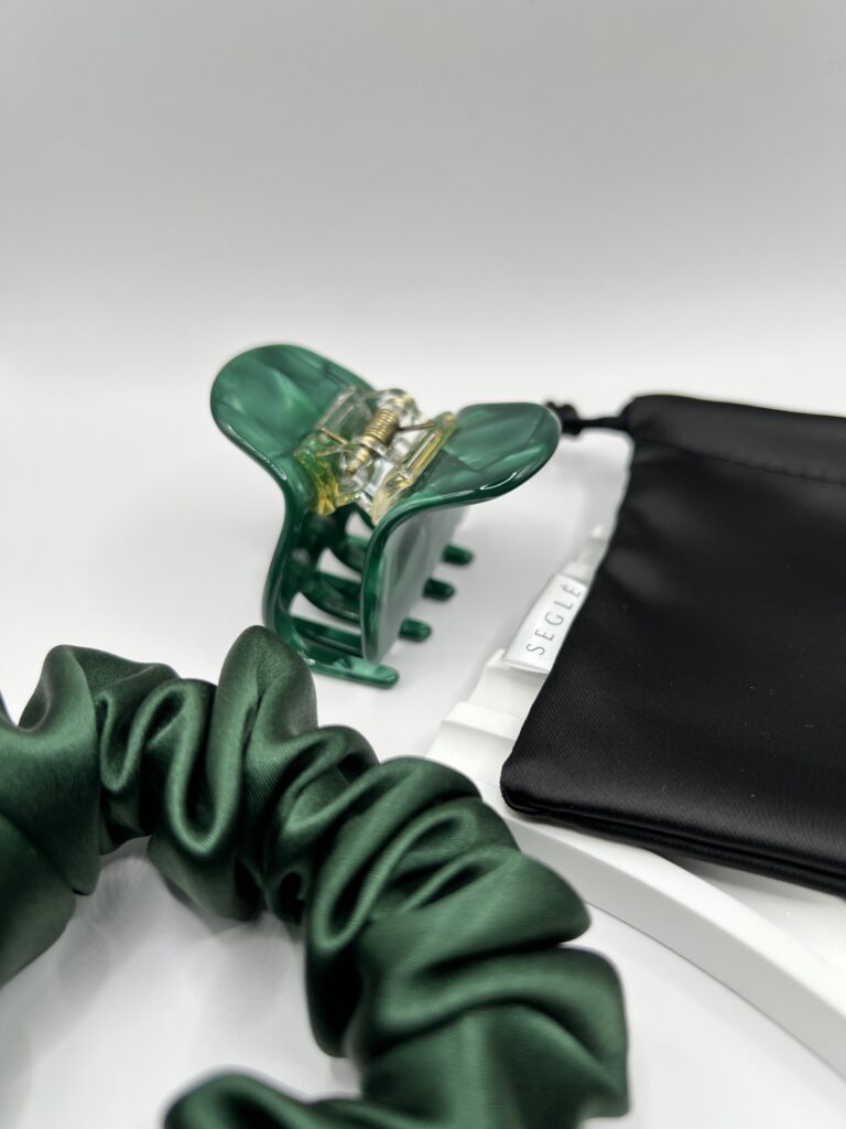 Sodrios žalios spalvos plaukų segtukas žnyplės - Image 2