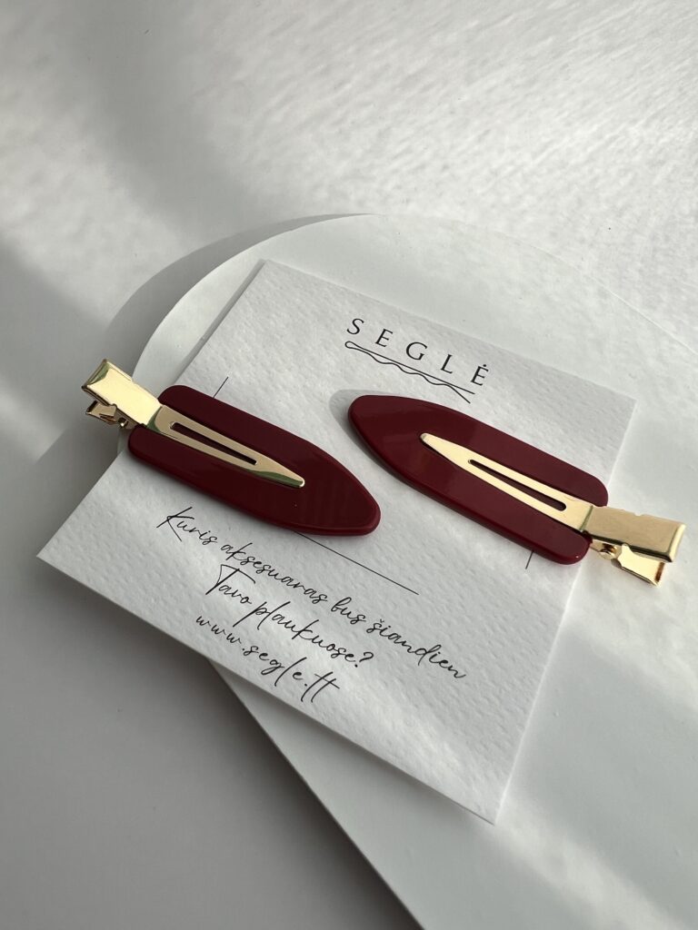 Makiažo plaukų segtukai "Raudona" - Image 3