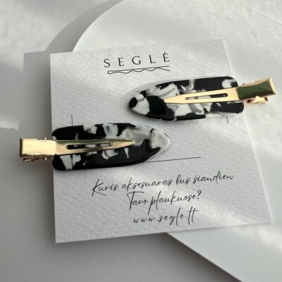 Baltos ir juodos spalvos makiažo plaukų segtukai