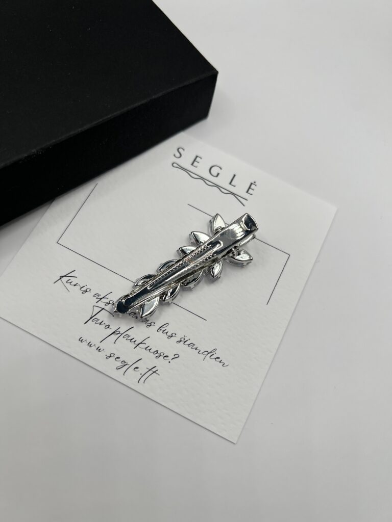 Plaukų segtukas su cirkoniais "Balta spindinti gėlė" - Image 3