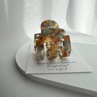 Plaukų segtukas žnyplės marmurinės pilkos ir rusvos spalvos