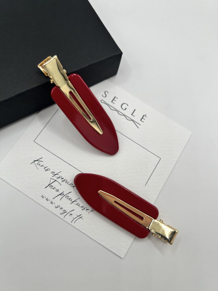 Makiažo plaukų segtukai "Raudona" - Image 2