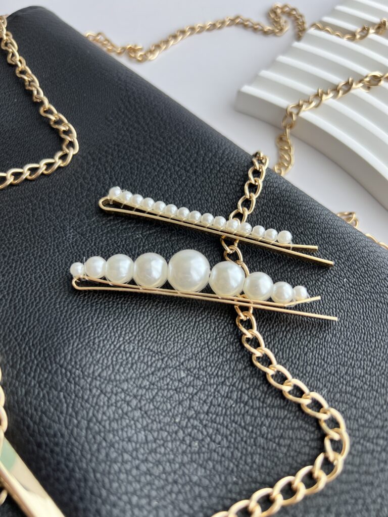 Plaukų segtukai su netikrais perlais "Perlų lašai" - Image 2