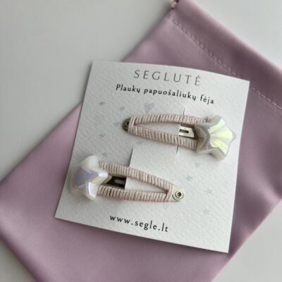 Plaukų segtukai mergaitėms su perlamutrinėmis žvaigždėmis