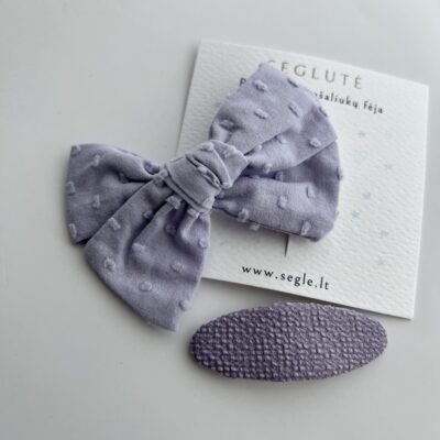 Šviesiai violetinės spalvos plaukų segtukas ir kaspinėlis mergaitėms