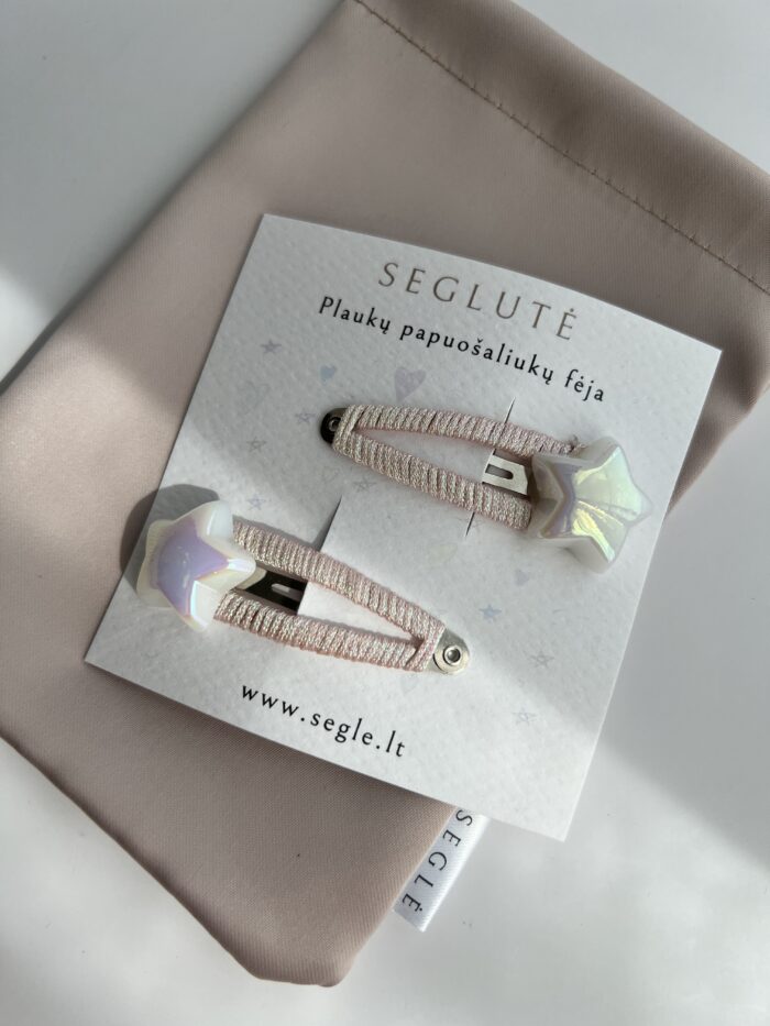 Plaukų segtukai mergaitėms su perlamutrinėmis žvaigždėmis