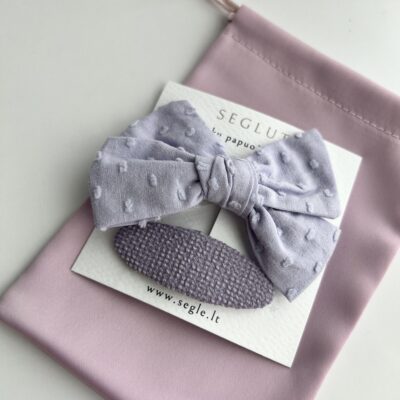 Levandų spalvos kaspinėlis ir segtukas į plaukus mergaitėms