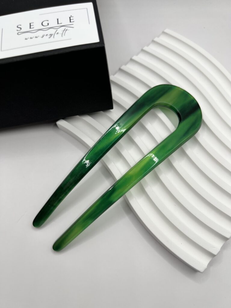 Žalios spalvos smeigtukas plaukams - Image 2